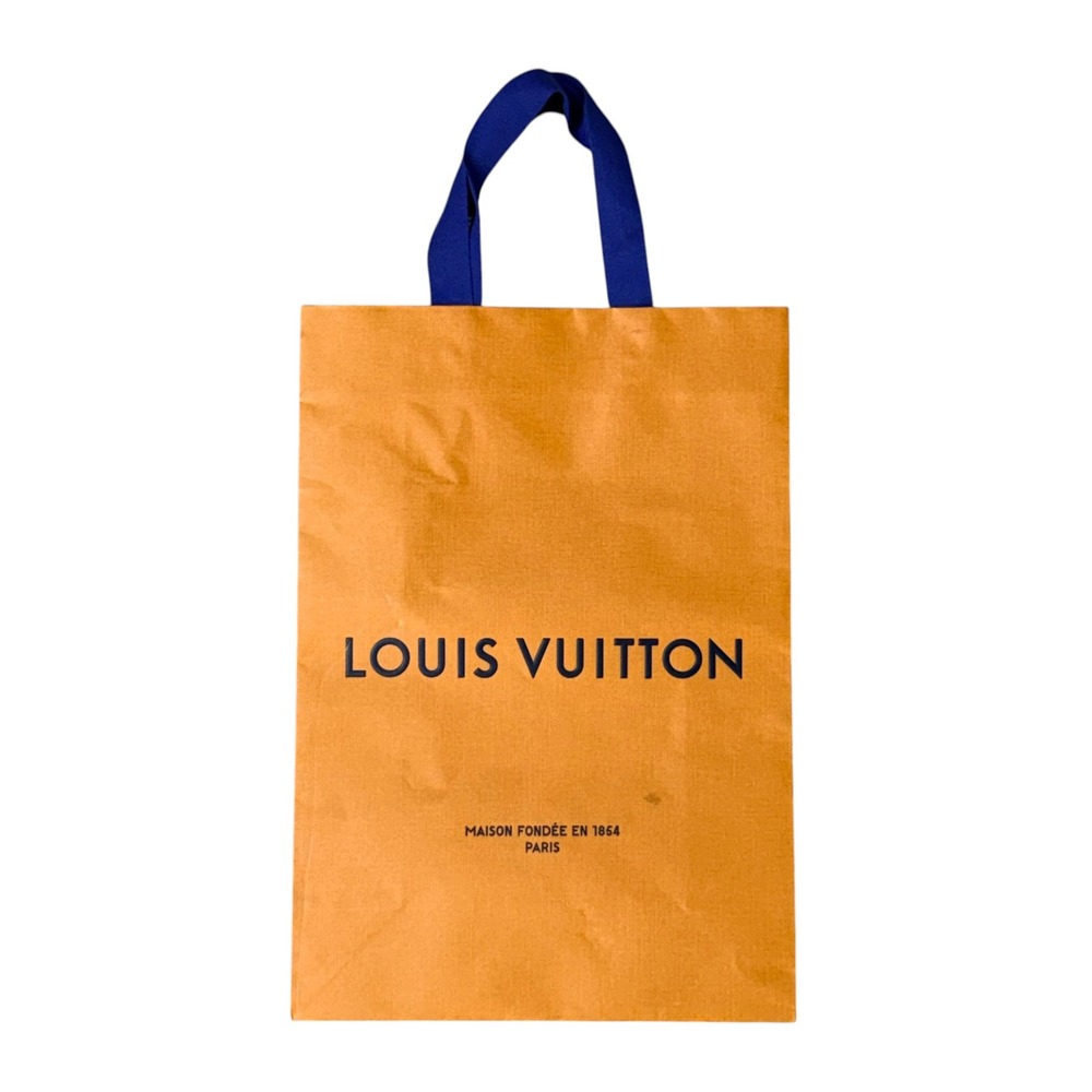 Louis Vuitton Orange Paper Shopping Bag Navy Blue Handles 14.5x10.5 Med Gift Bag